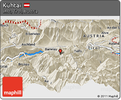 Shaded Relief Panoramic Map of Kühtai