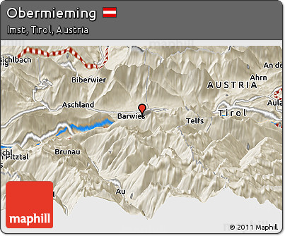 Shaded Relief Panoramic Map of Obermieming