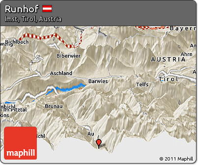Shaded Relief Panoramic Map of Runhof