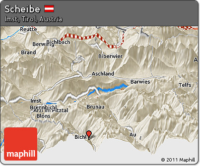Shaded Relief Panoramic Map of Scheibe