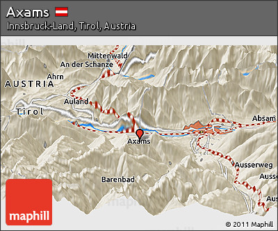 Shaded Relief Panoramic Map of Axams