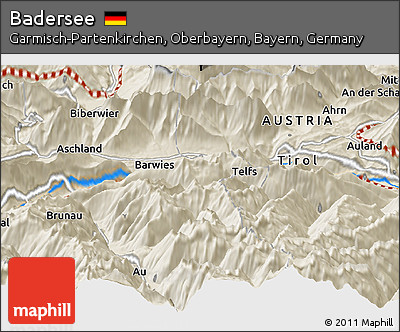Shaded Relief Panoramic Map of Badersee