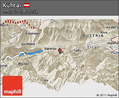 Shaded Relief Panoramic Map of Kühtai