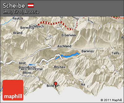 Shaded Relief Panoramic Map of Scheibe