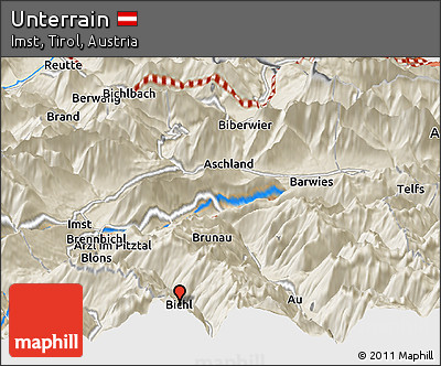 Shaded Relief Panoramic Map of Unterrain