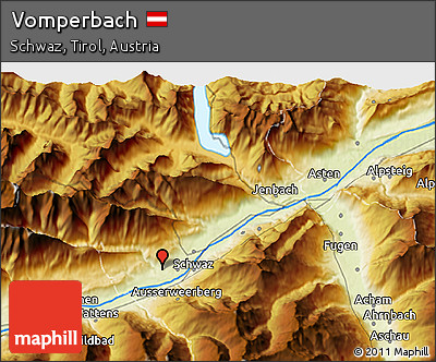Physical 3D Map of Vomperbach