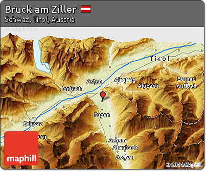 Physical 3D Map of Bruck Am Ziller