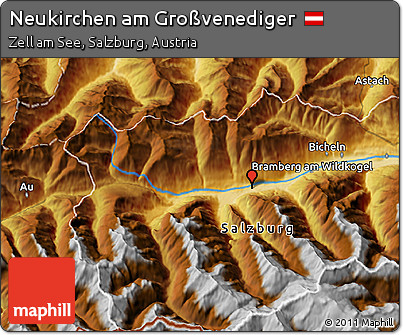 Physical 3D Map of Neukirchen Am Großvenediger
