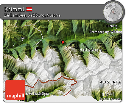 Satellite 3D Map of Krimml