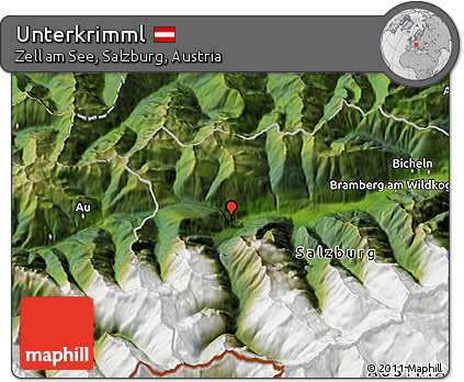 Satellite 3D Map of Unterkrimml