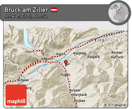 Shaded Relief 3D Map of Bruck Am Ziller