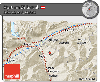 Shaded Relief 3D Map of Hart Im Zillertal