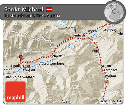 Shaded Relief 3D Map of Sankt Michael