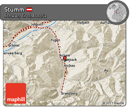 Shaded Relief 3D Map of Stumm