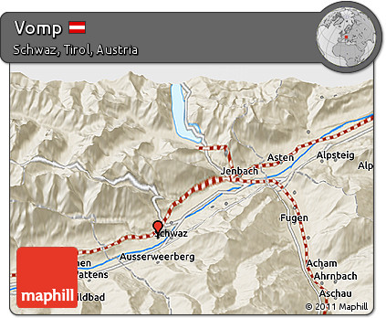 Shaded Relief 3D Map of Vomp