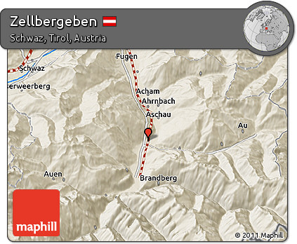 Shaded Relief 3D Map of Zellbergeben