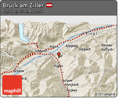Shaded Relief 3D Map of Bruck Am Ziller
