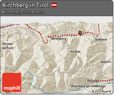 Shaded Relief 3D Map of Kirchberg In Tirol