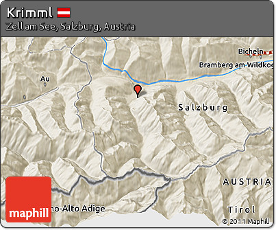 Shaded Relief 3D Map of Krimml