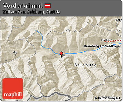 Shaded Relief 3D Map of Vorderkrimml
