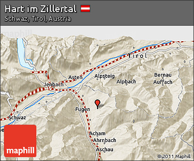 Shaded Relief 3D Map of Hart Im Zillertal