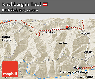 Shaded Relief 3D Map of Kirchberg In Tirol