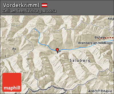 Shaded Relief 3D Map of Vorderkrimml