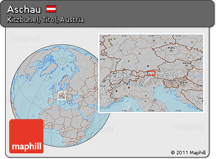 Gray Location Map of Aschau, hill shading