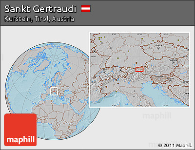 Gray Location Map of Sankt Gertraudi, hill shading