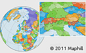 Political Location Map of the area around 47° 16' 15" N, 11° 58' 29" E