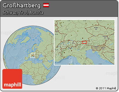 Savanna Style Location Map of Großhartberg, hill shading