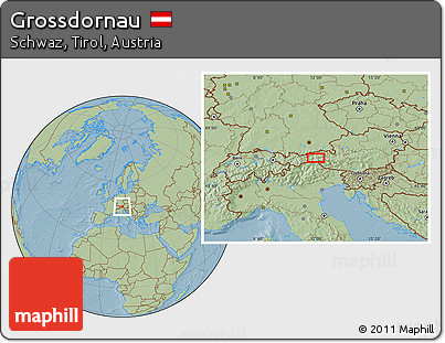 Savanna Style Location Map of Grossdornau, hill shading