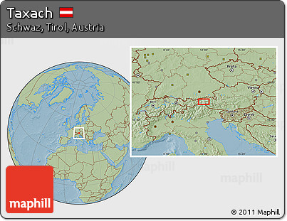 Savanna Style Location Map of Taxach, hill shading