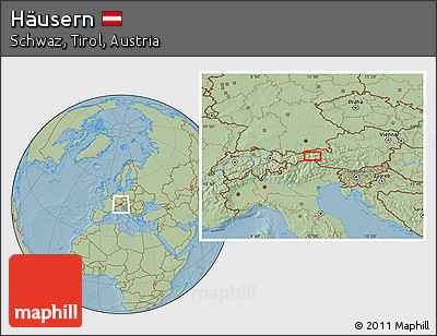 Savanna Style Location Map of Häusern, hill shading