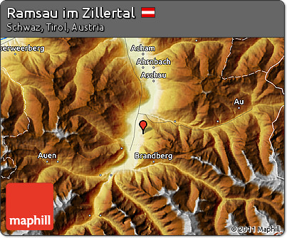 Physical Map of Ramsau Im Zillertal