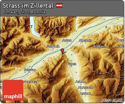 Physical Map of Strass Im Zillertal