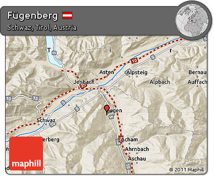 Shaded Relief Map of Fügenberg