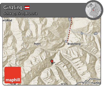 Shaded Relief Map of Ginzling