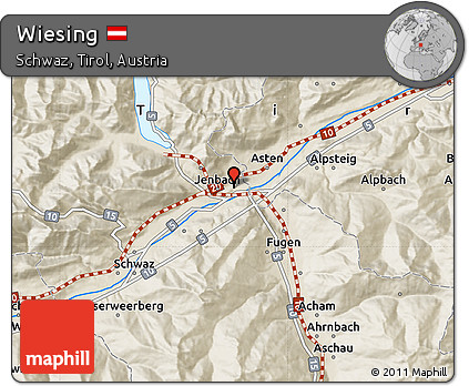 Shaded Relief Map of Wiesing