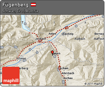 Shaded Relief Map of Fügenberg