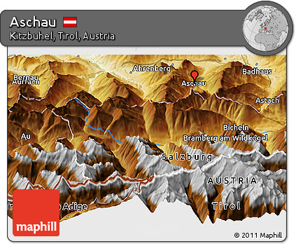 Physical Panoramic Map of Aschau