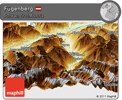 Physical Panoramic Map of Fügenberg