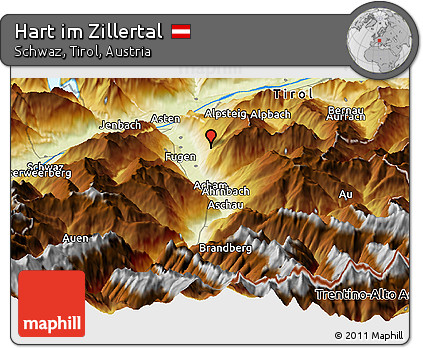 Physical Panoramic Map of Hart Im Zillertal