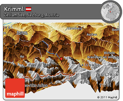 Physical Panoramic Map of Krimml