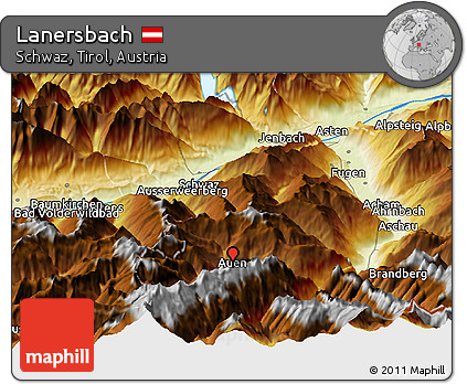 Physical Panoramic Map of Lanersbach