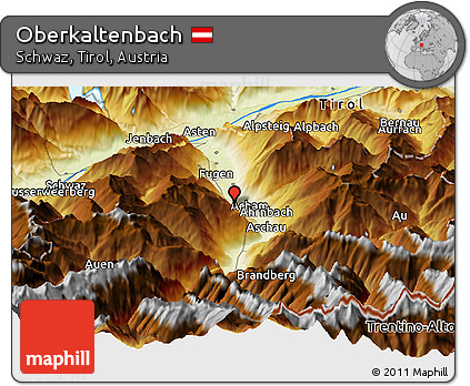 Physical Panoramic Map of Oberkaltenbach