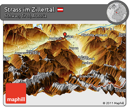 Physical Panoramic Map of Strass Im Zillertal