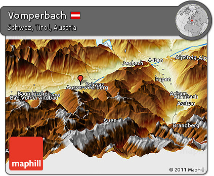 Physical Panoramic Map of Vomperbach