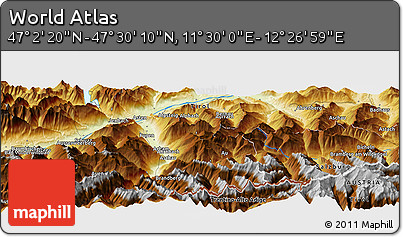 Physical Panoramic Map of the Area around 47° 16' 15" N, 11° 58' 29" E