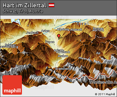 Physical Panoramic Map of Hart Im Zillertal